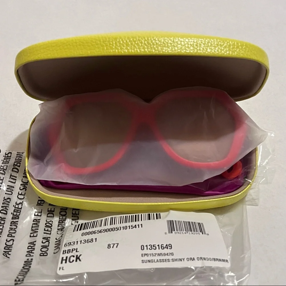Authentic Emilio Pucci 59mm Geometric Sunglasses Shiny Orange/Mirror Lens - Picture 16 of 17